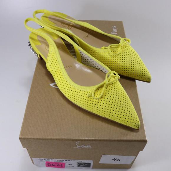 Hall Spike Flat Yellow Spiked Perforated Suede Slingback Flats d672 - Picture 3 of 12